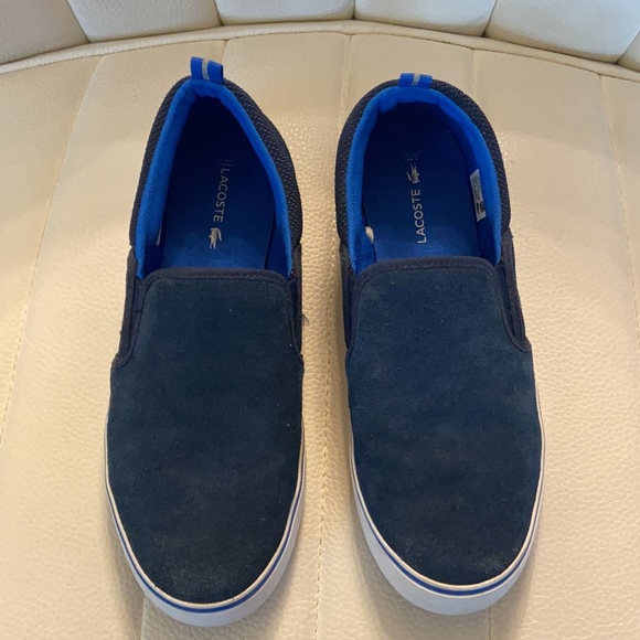 Lacoste Suede Loafers Navy Blue -Boys sz 5 Euro 38 - Picture 2 of 6